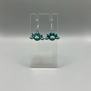 Turquoise Floral Drop Earrings - Handmade E0123C